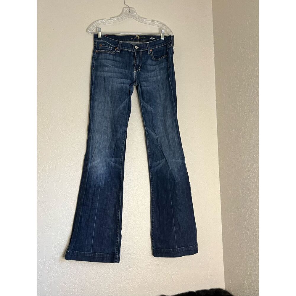 7 for All Mankind Dojo Jeans Women’s 30 Dark Wash Flare Denim Embroidered Logo